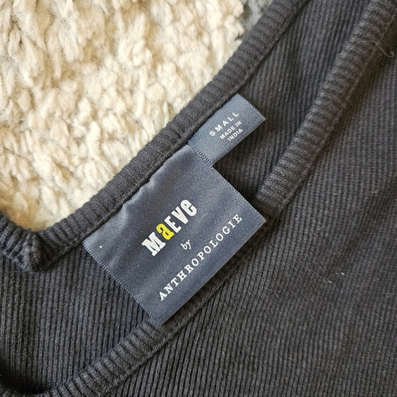 Maeve By Anthopologie Ribbed V Neck Puffed Sleeve T Shirt Small - Picture 4 of 5